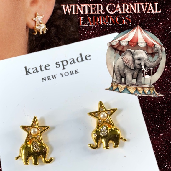 NWT Kate Spade WINTER CARNIVAL EARRINGS Gold Tone CZ Crystals Pearl UNIQUE STUDS - Picture 1 of 7